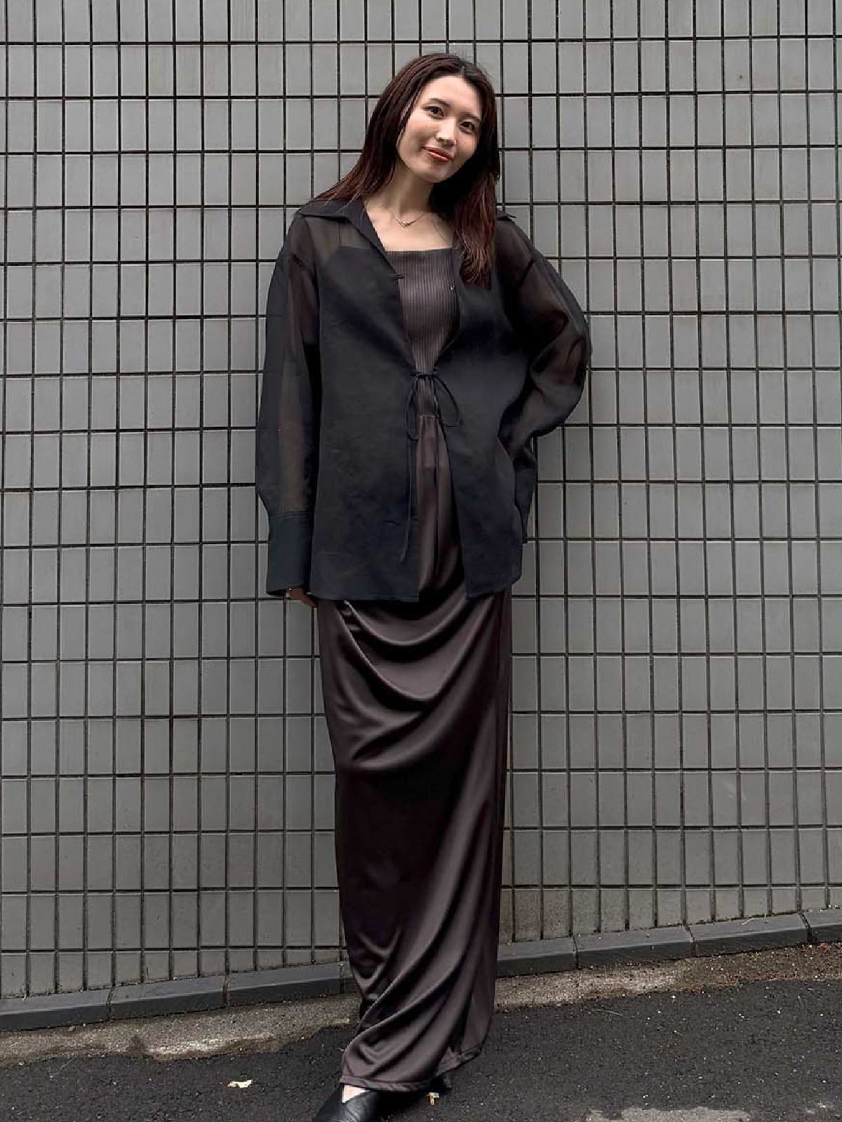 バックオープンリブキャミソール